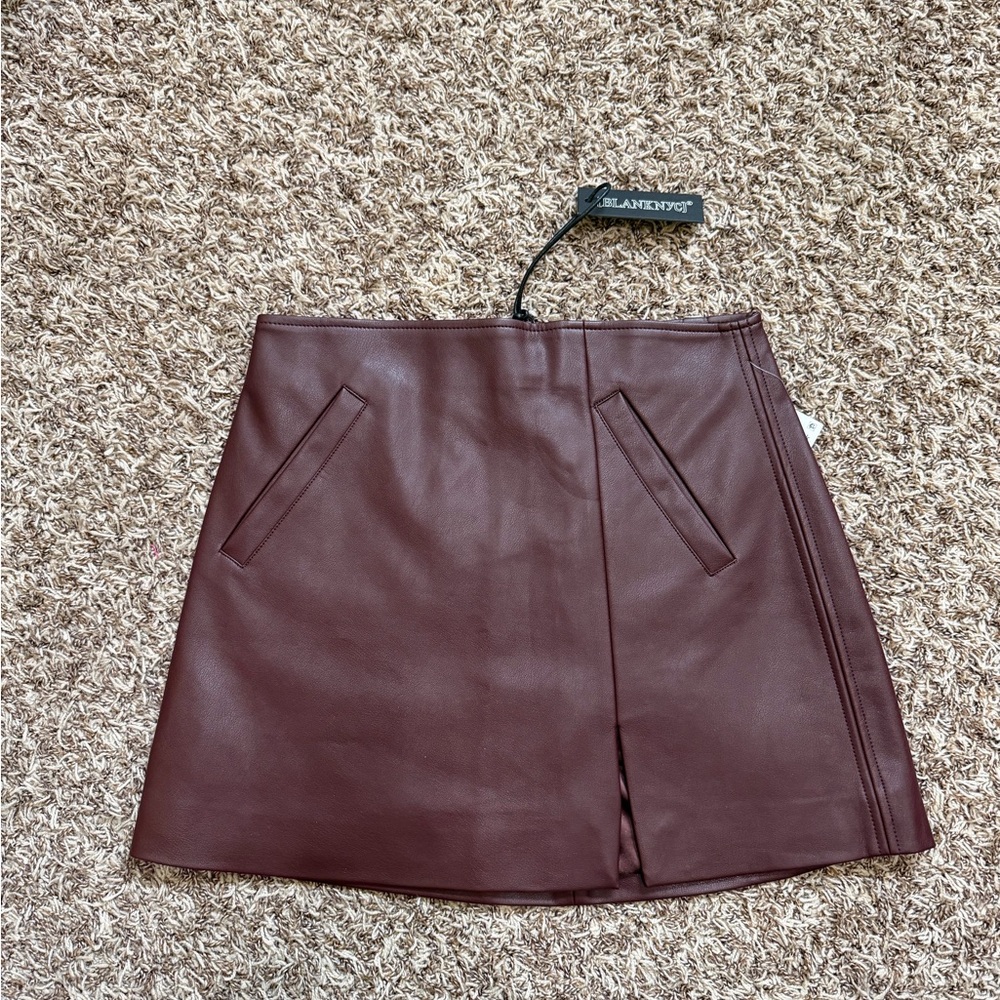 NWT Blank NYC Burgundy/Oxblood Leather Skirt size (26)